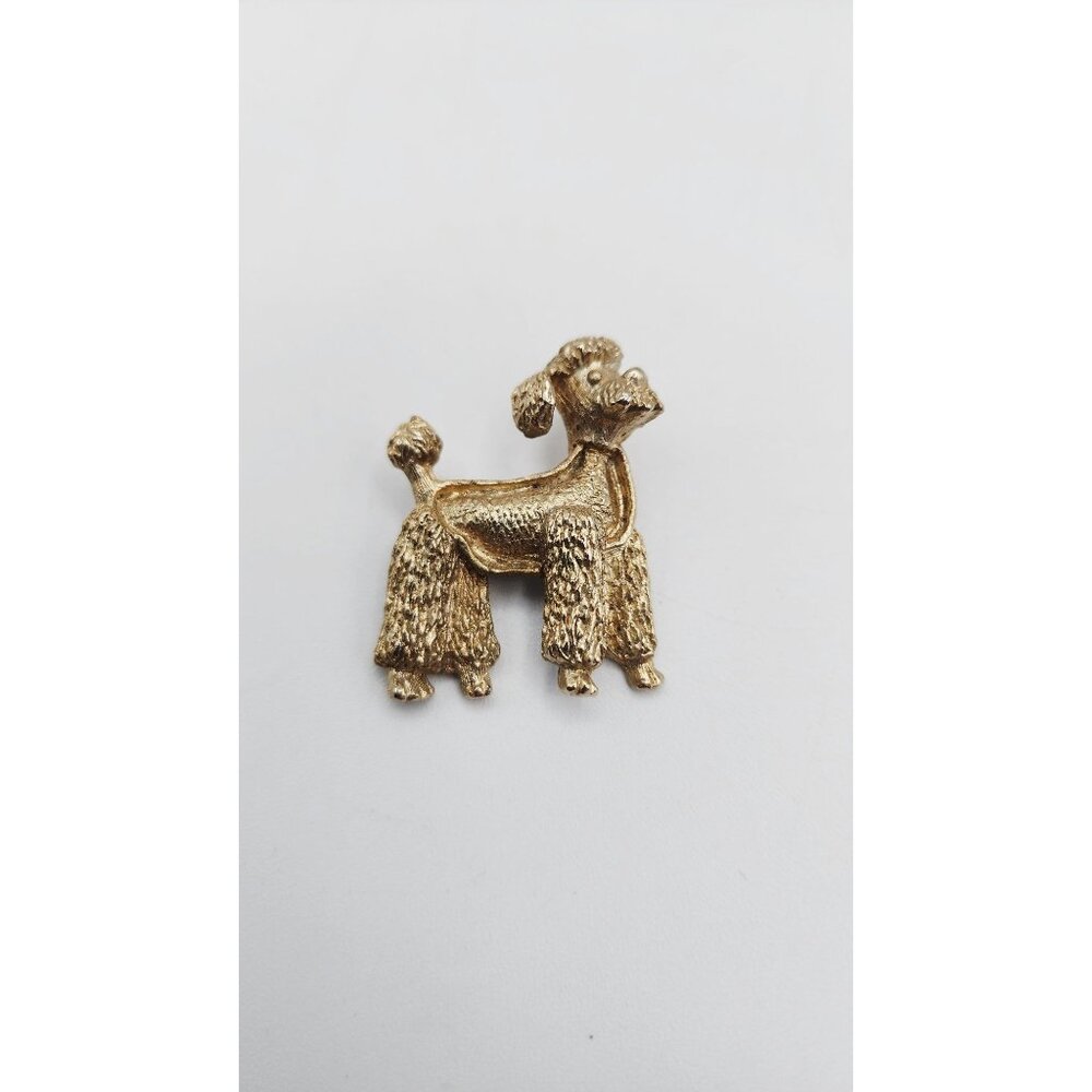 Vintage Gold-tone Poodle dog brooch 1 1/4"
